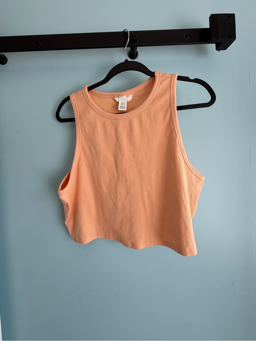 H&M Women’s XXL Peach Ribbed Cropped Tank Top Sleeveless Stretch
